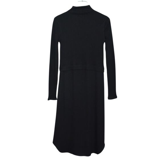Theory Size S Mix‎ Media Long Sleeve Rib Sweater Dress Black Modest Professional - Picture 4 of 12